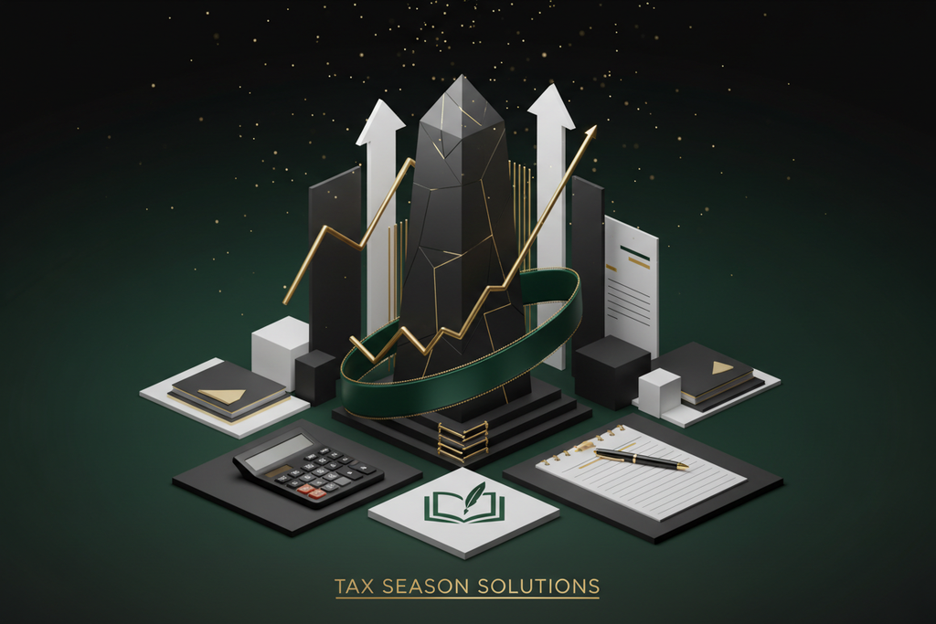 tax season color black white gold and dark green